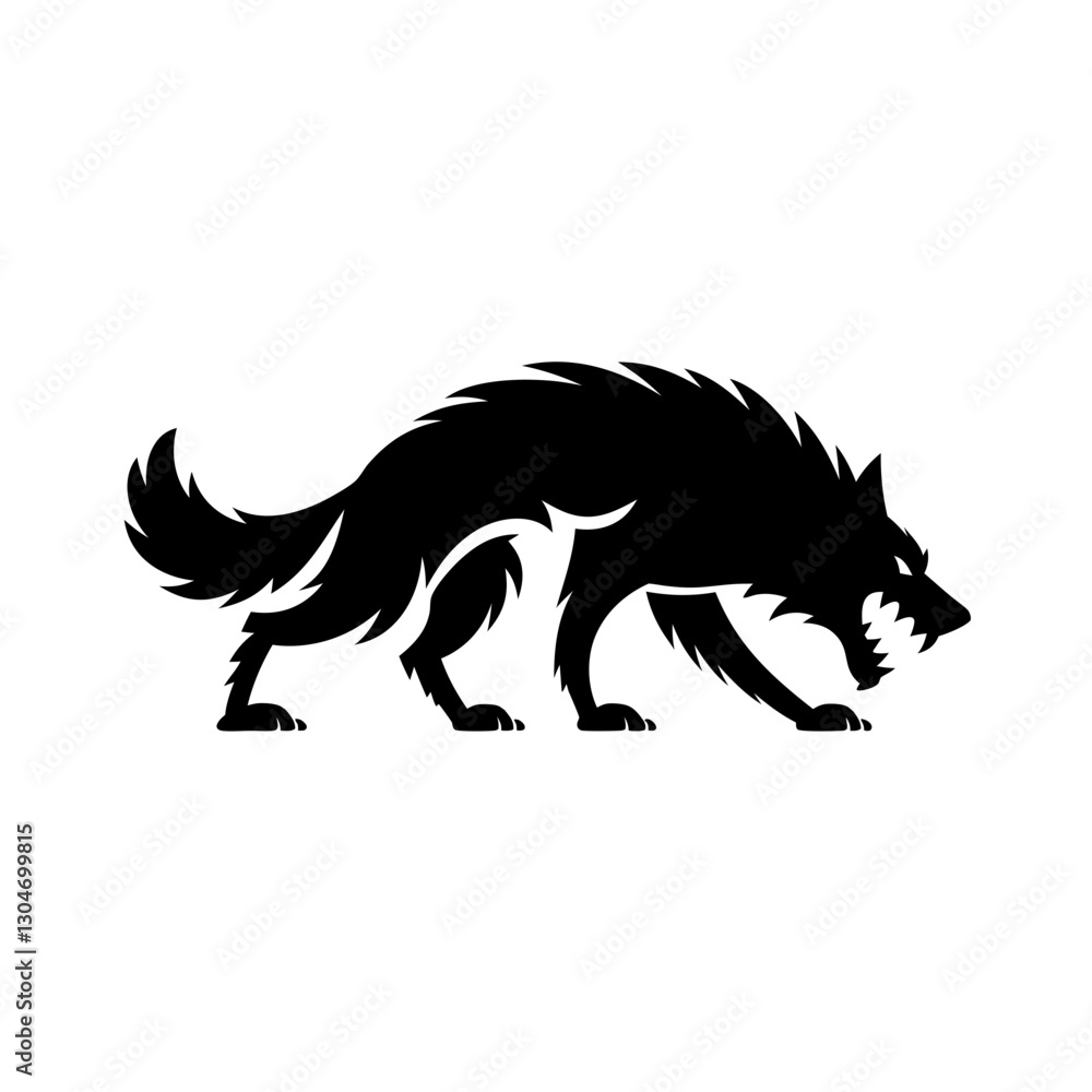 Fototapeta premium Aggressive wolf black color vector 