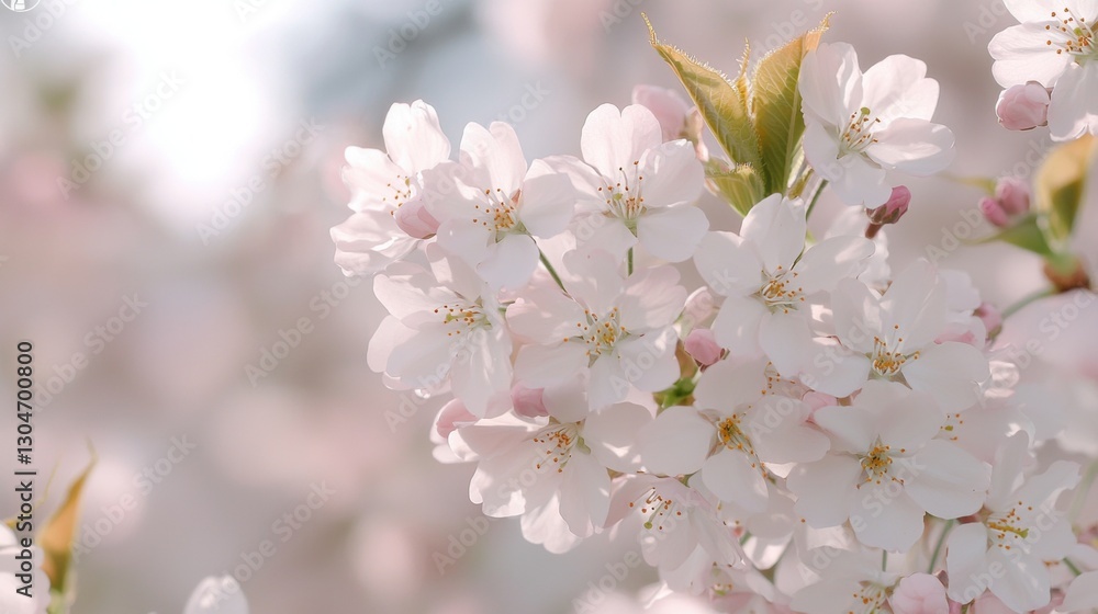Close-Up of Delicate Cherry Blossoms in Soft Light with Fading Background Close-Up of Delicate Cherry Blossoms in Soft Light with Fading Background