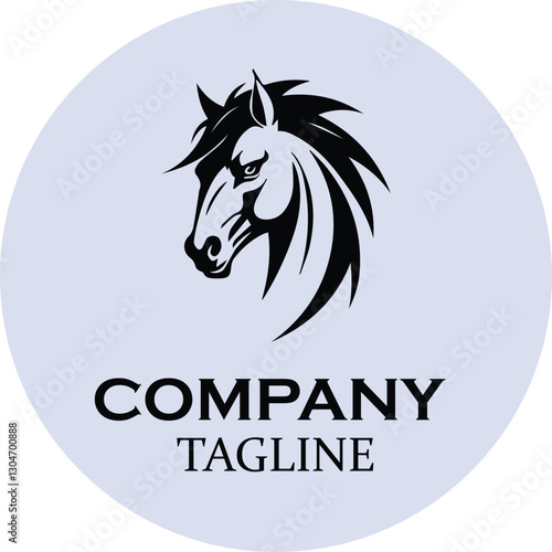 horse head black vector logo 