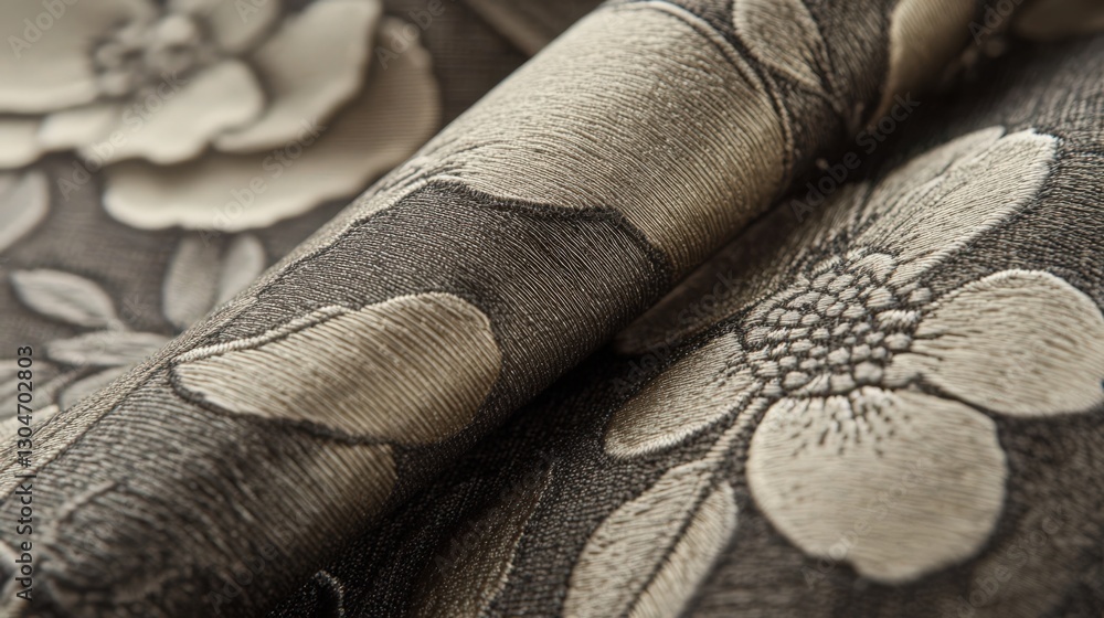 Obraz premium Elegant Embroidered Floral Fabric Textile Design
