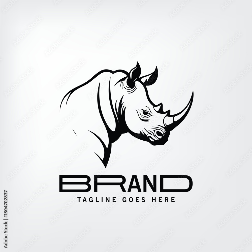 Fototapeta premium Powerful Rhinoceros Logo Design for Brand Identity