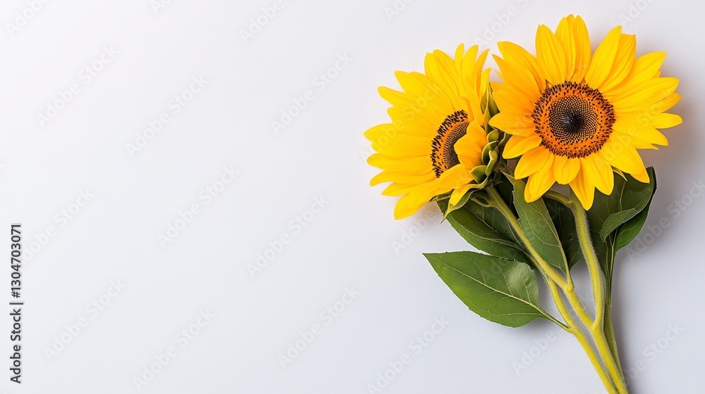 Fototapeta premium Vibrant Yellow Sunflowers on Gray Background