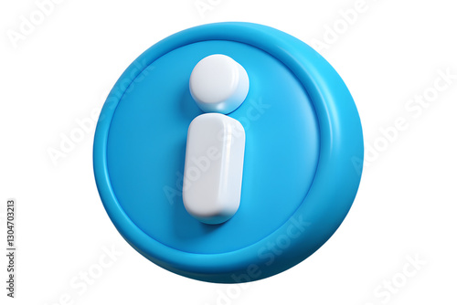 3D Cyan Information Icon – Glossy Digital UI Element