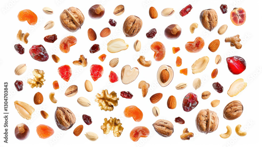 dried fruits and nuts isolated on white dried fruits and nuts isolated on white