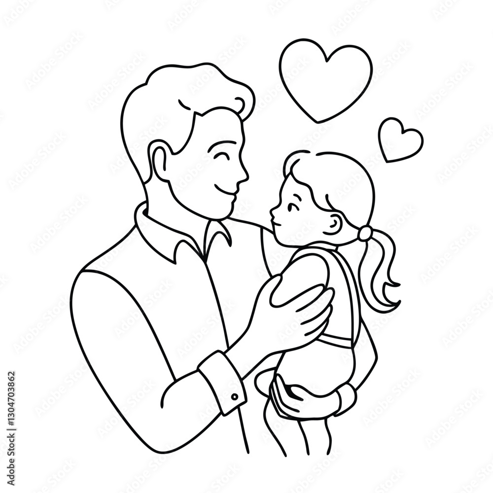 father with son and-daughter one line vector images on white background father with son and-daughter one line vector images on white background