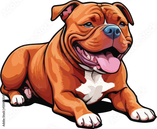 Impressive American Red Bully dog, muscular build with a friendly and loving heart.