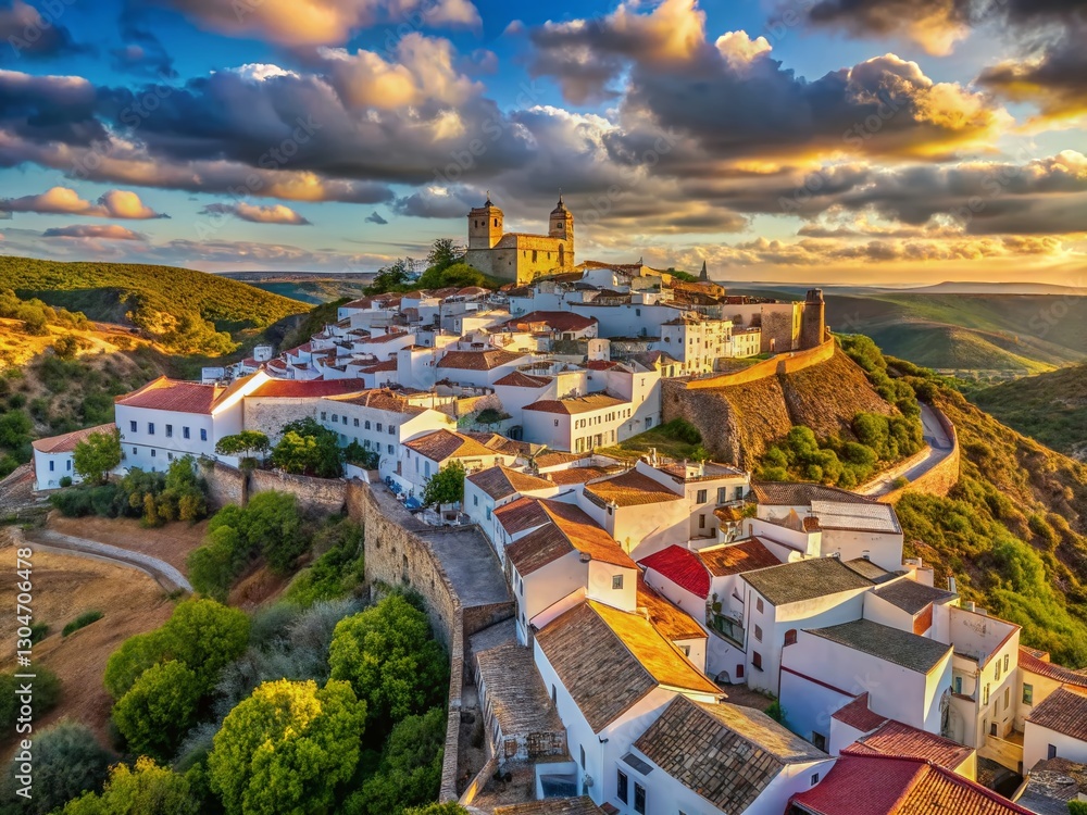Obraz premium Panoramic View of Mertola, Alentejo, Portugal: Urban Exploration Photography