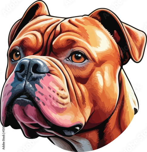 Strong and muscular American Red Bully dog with a loyal and loving temperament.