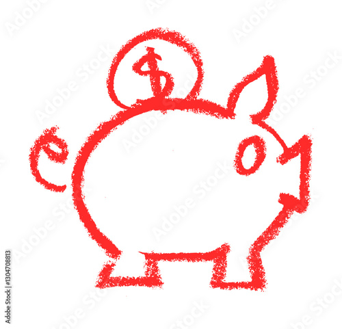 Piggy Bank Start Up Related Icon Crayon Chalk Drawing Vector