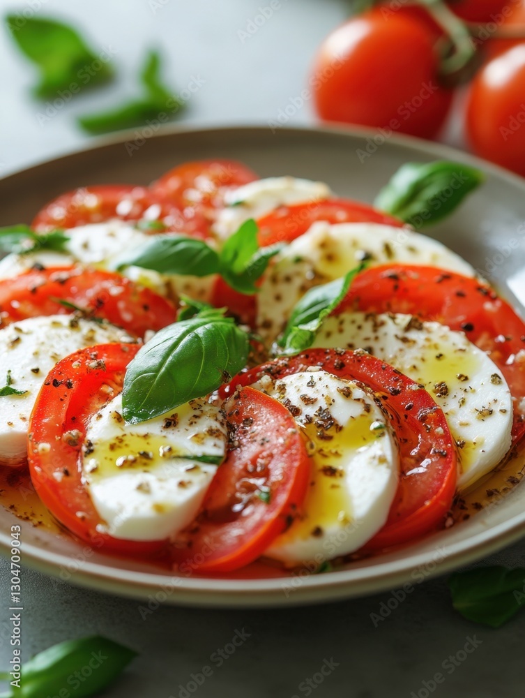 Fresh caprese salad with vibrant tomatoes creamy mozzarella and fragrant basil leaves a culinary delight Italian cuisine healthy eating Fresh caprese salad with vibrant tomatoes creamy mozzarella and fragrant basil leaves a culinary delight Italian cuisine healthy eating