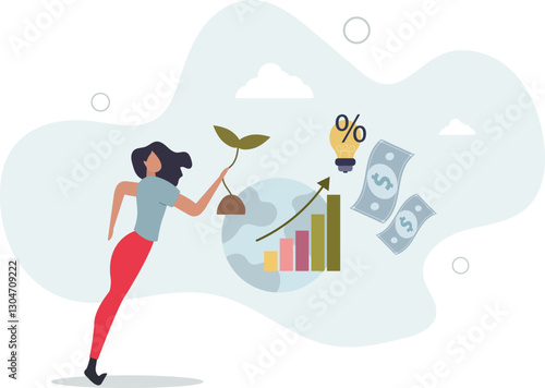 ESG or environmental social governance finance investing.flat character life .