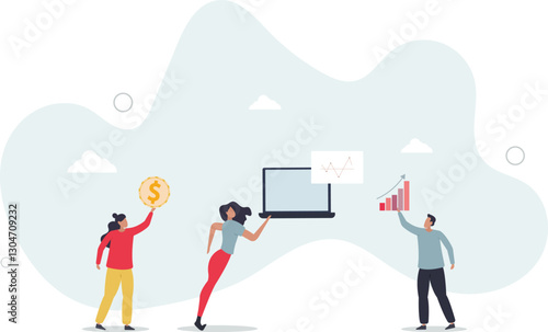 Finance fundamentals with business profit analysis.Company financial data calculation with statistics graph and diagram.flat character life .