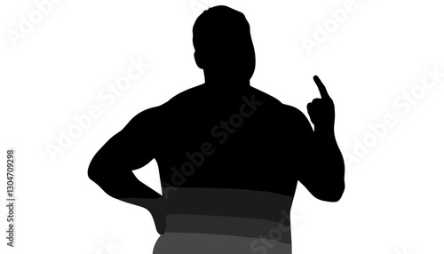 Silhouette of a person gesturing with middle finger against white background