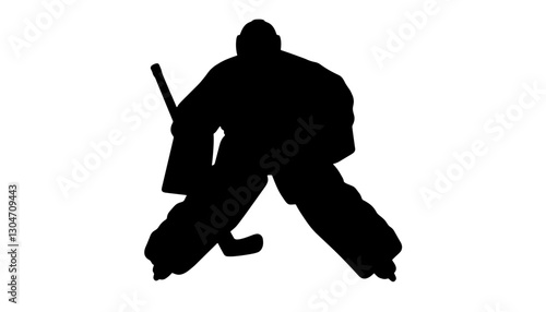 Hockey goalie in action on the ice rink