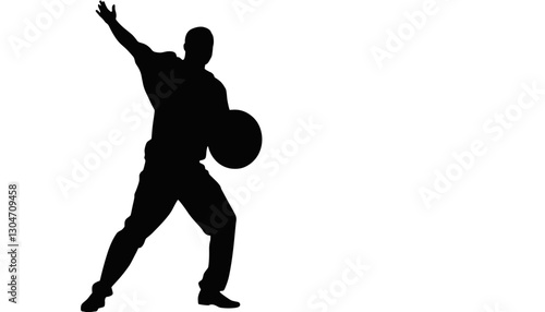 Silhouette of basketball player throwing ball against white background