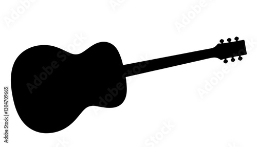 Silhouette of acoustic guitar on white background