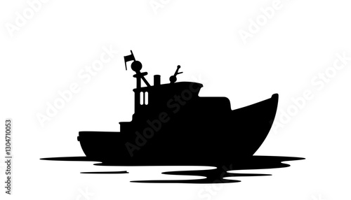 Silhouette of a boat on calm water