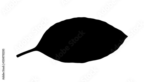 Black silhouette of a leaf on a white background