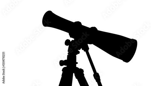 Telescope silhouette on white background