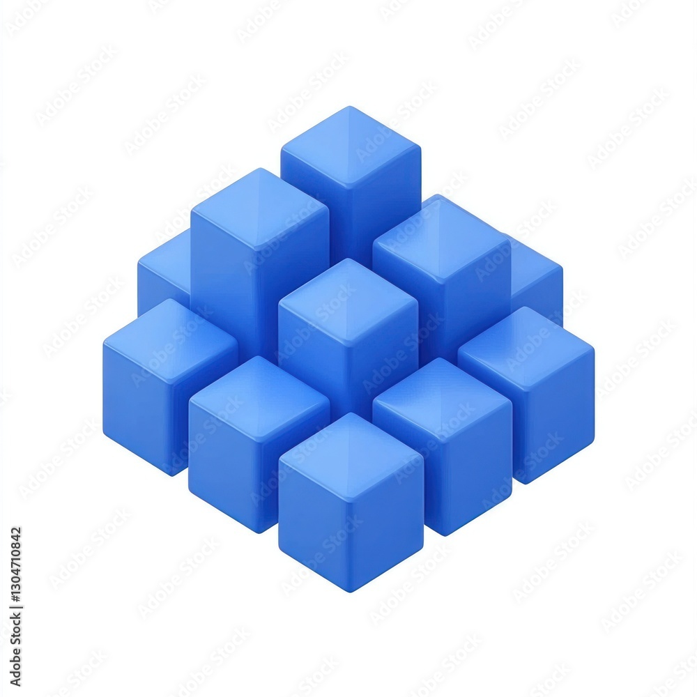 Stack of blue cubes in pyramid shape. Stack of blue cubes in pyramid shape.