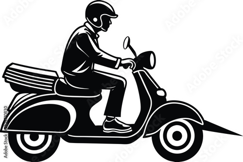 Modren scooter bike rider silhouette vector
