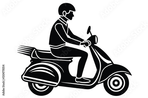 Modren scooter bike rider silhouette vector illustration isolated on a white background