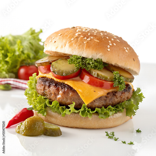 hamburger on a white background