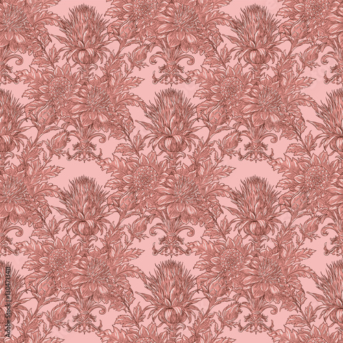 Wallpaper Mural Burdock Floral Seamless Pattern: Elegant Vector Illustration for Fabrics, Wallpapers, and Packaging Design Torontodigital.ca