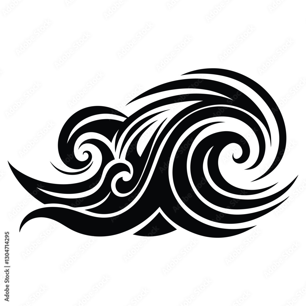 Fototapeta premium Tidal Wave Silhouette Vector Art