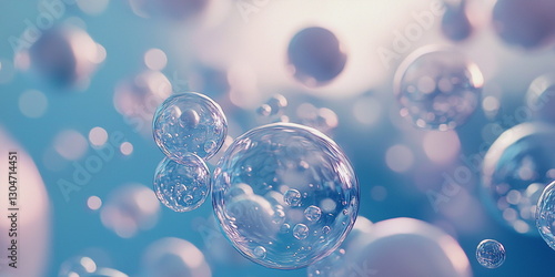 Wallpaper Mural Abstract sky blue background. Bubbles with pink gradient, bokeh effect Torontodigital.ca