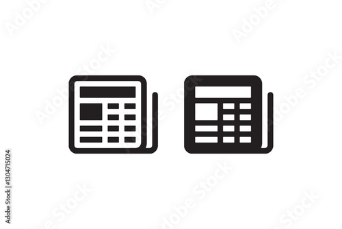 Newspaper Icon Set in Black and White Vector