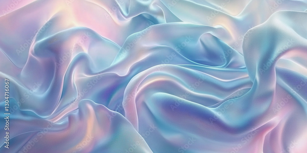 Obraz premium Abstract sky blue background. Holographic satin, delicate pleats