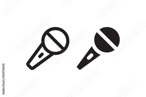 Microphone Icon in Black and White Vector