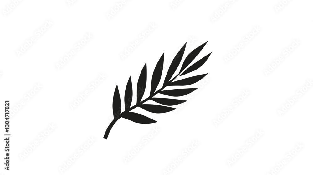 Obraz premium Easter palm leaf, decorative, hand-drawn style, black and white, illustration design, copy space