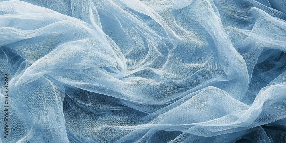 Abstract sky blue background. Imitation of the texture of gauze fabric, picturesque folds Abstract sky blue background. Imitation of the texture of gauze fabric, picturesque folds