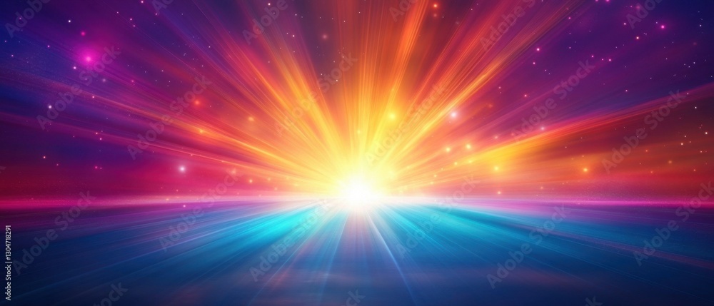 Fototapeta premium Radiant cosmic horizon with vibrant colors and a burst of light creating a mesmerizing celestial landscape and digital art