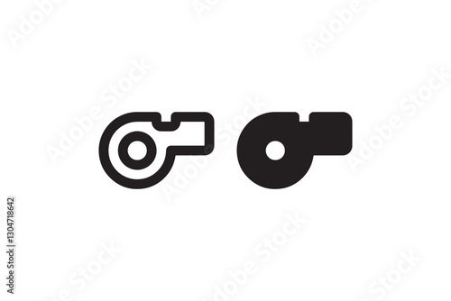 Black and white whistle icons for sports and alert Vector