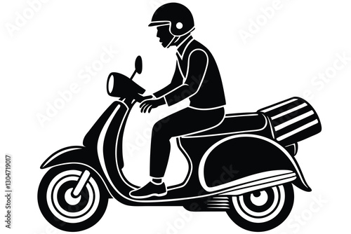man Scooter riders silhouettes