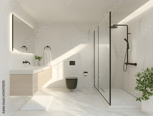 modern bathroom interior with shower