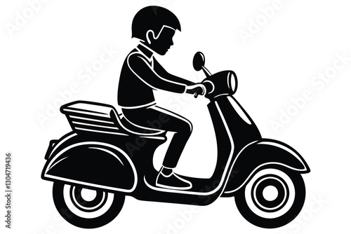man Scooter riders silhouettes