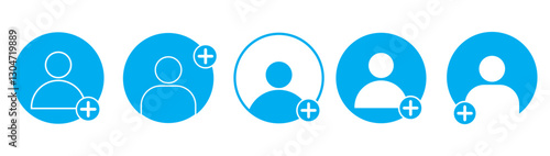 Add new user icon vector male person profile avatar with plus symbol, Add user profile icon. Add user icon set. Add member. Add new user vector icons. Profile avatar with plus symbol.  add user icon.