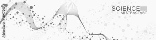 Structure molecule and communication. Dna, atom, neurons. Scientific concept for your design. Connected lines with dots. Medical, technology, chemistry, science background. illustration