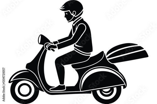 man Scooter riders silhouettes