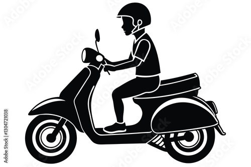 man Scooter riders silhouettes
