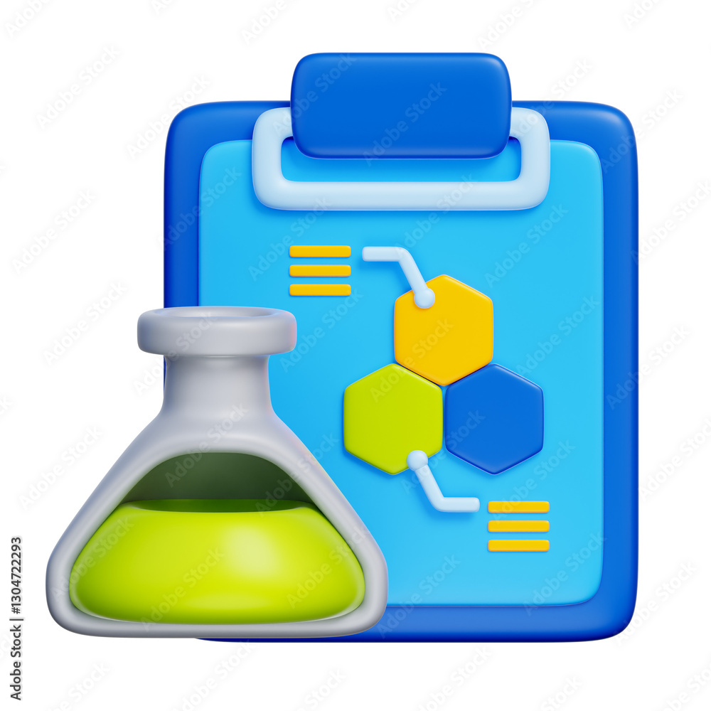 Obraz premium Lab Report, Science Chemistry, Chemical Laboratory, 3d rendering.
