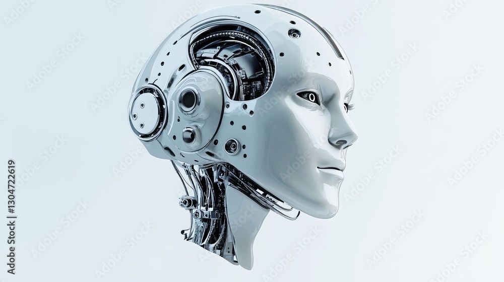 A 3D-rendered robot head, isolated on white, showcases a digital brain engine. The AI artificial intelligence design includes a clipping path for easy use.
A 3D-rendered robot head, isolated on white, showcases a digital brain engine. The AI artificial intelligence design includes a clipping path for easy use.