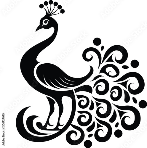  Elegant Peacock Silhouette Vector for Laser Cutting and Wall Art