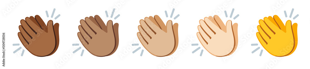 Fototapeta premium Series of five clapping hands isolated on white background 