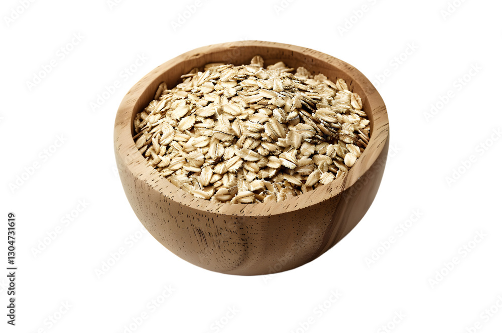 Fresh oat grain flakes ingredient in bowl for healthy eating. Wholegrain pressed oatmeal cereal cut isolated on transparent background Fresh oat grain flakes ingredient in bowl for healthy eating. Wholegrain pressed oatmeal cereal cut isolated on transparent background