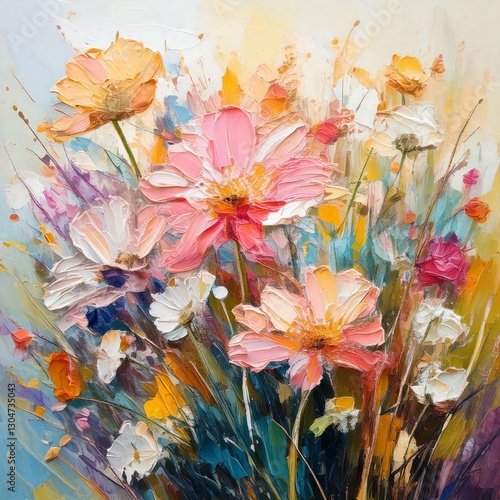 Wallpaper Mural Abstract watercolor floral background, palette knife. Torontodigital.ca